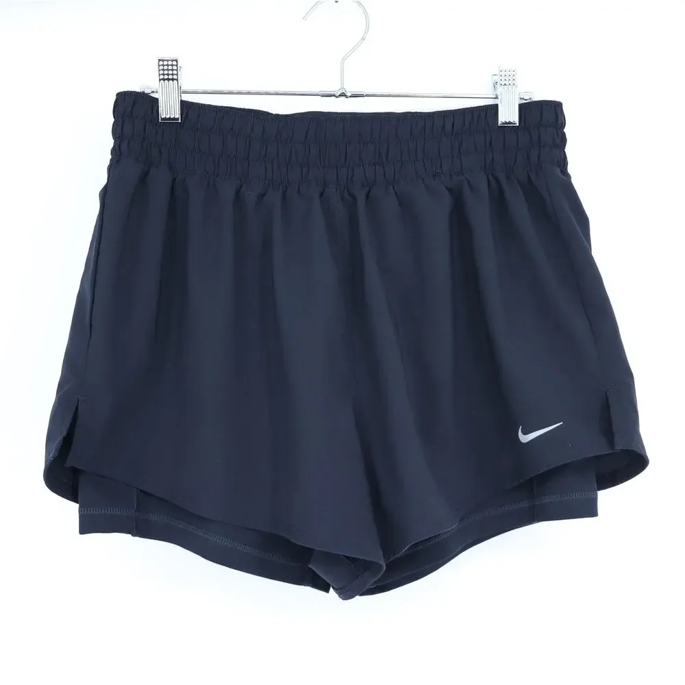 NIKE One Dri Fit 2-in-1 Shorts Black Mid Rise Brief Lined Running Women's M